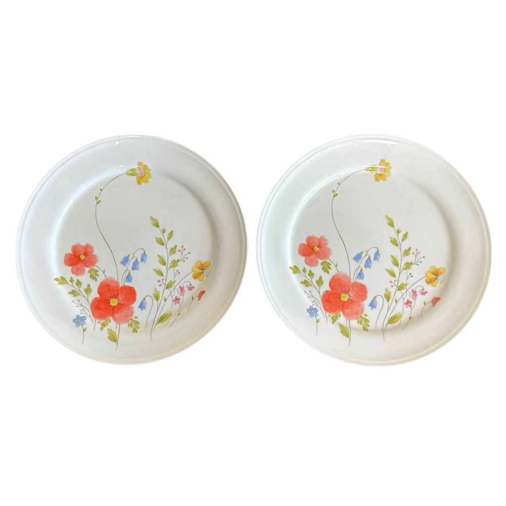 Vintage Mikasa Just Flowers A4-182 Bone China Dinner Plate Narumi Japan Set of 2